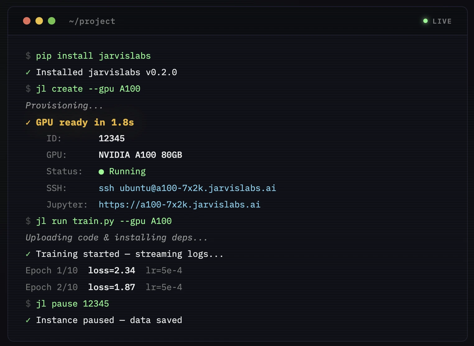 Introducing the JarvisLabs CLI: Let Your Agents Run the GPUs